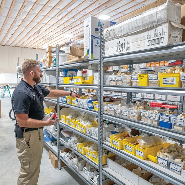 The stocked Precision Plumbing shop in Temperanceville